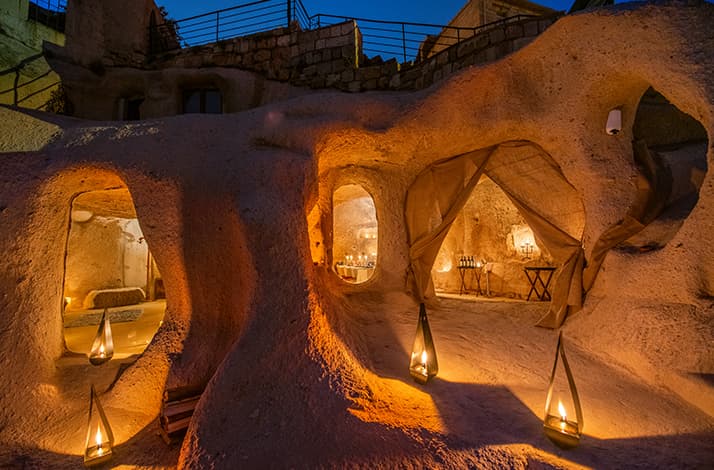 Enjoy a private dinner in a candlelit cave in Cappadocia