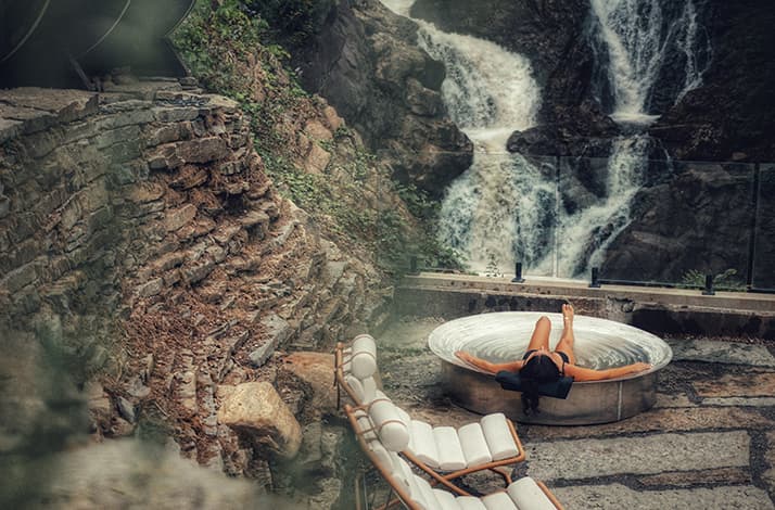 Unwind at a wellness retreat beside Canada's tallest private waterfalls