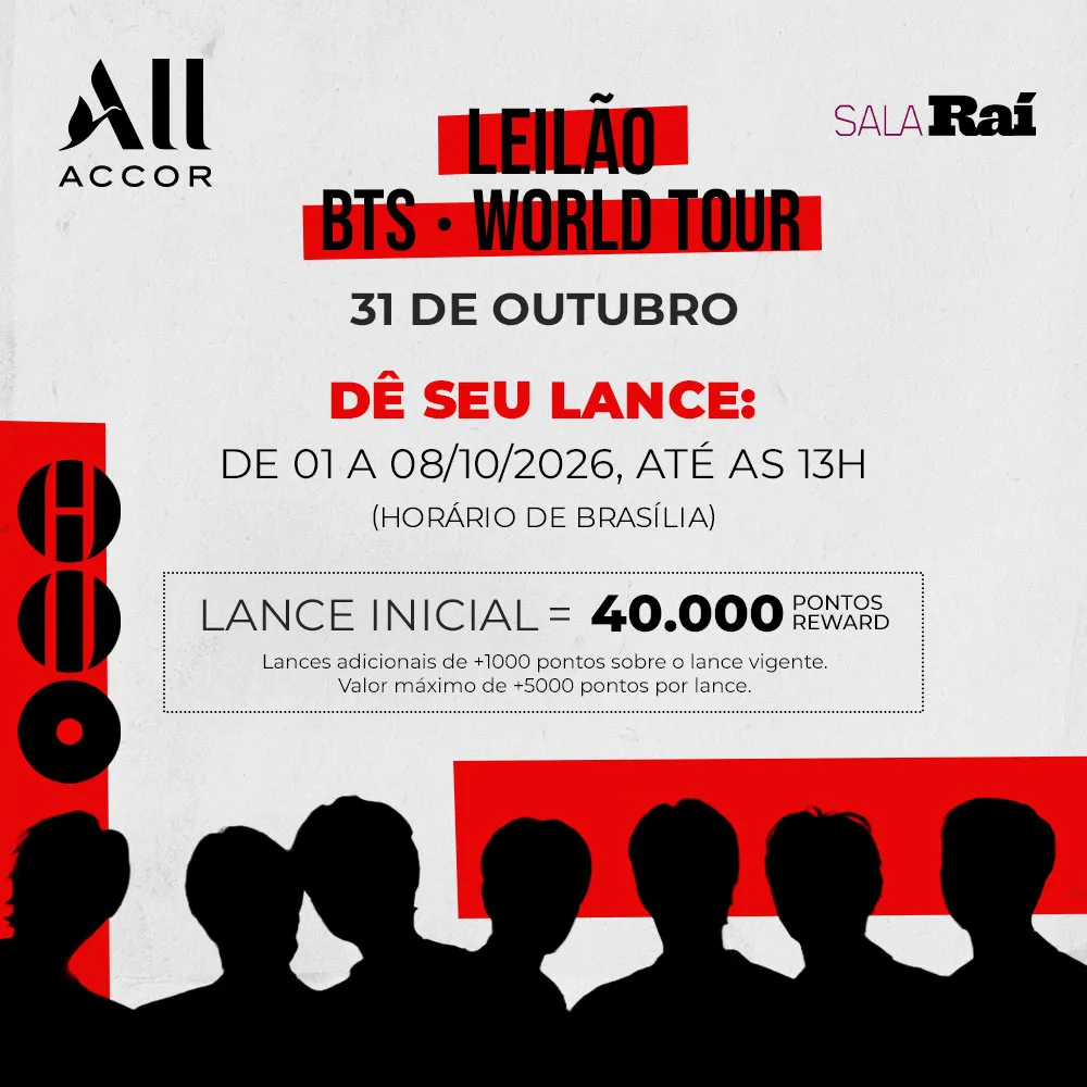 [SP] Show BTS, sábado - dia 31 de outubro - Sala Raí (2 ingressos) - LEILÃO 3
