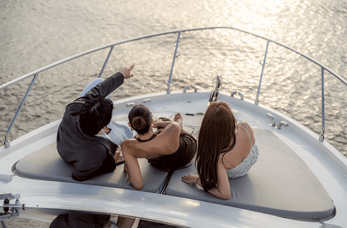 Watch the sunset over Chao Phraya from a private yacht